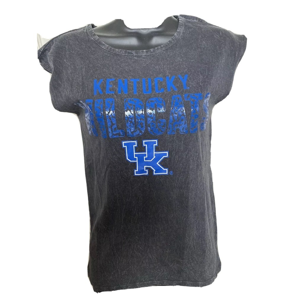 Gen-2 Kentucky Wildcats Juniors Black Mineral Wash Flutter Sleeve Tee/Tank Wm XS